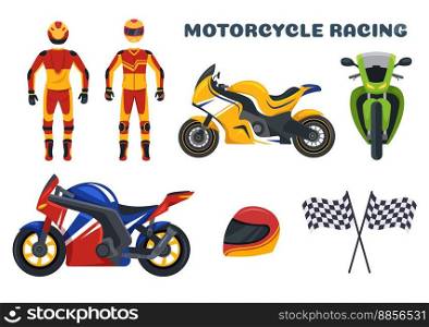 Motorcycle Racing Championship on the Racetrack Illustration with Racer Riding Motor for Landing Page in Flat Cartoon Hand Drawn Templates
