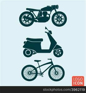 Motorcycle scooter bicycle icon isolated. Motorcycle scooter bicycle icon. Single-track vehicle symbol. Vector illustration