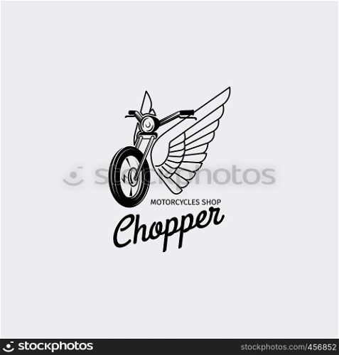 Motorcycle shop mono color logotype or motorbike label. Vector illustration. Motorcycle shop logotype or motorbike label