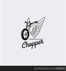 Motorcycle shop mono color logotype or motorbike label. Vector illustration. Motorcycle shop logotype or motorbike label