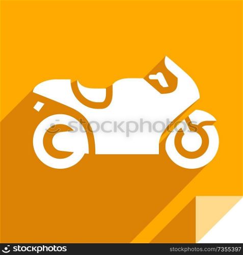 Motorcycle, transport flat icon, stickers square shapes, modern colors. Transport on the road