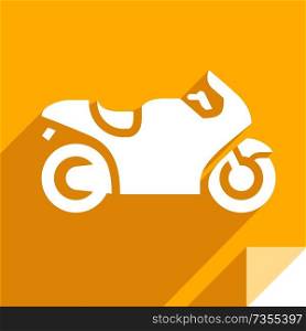 Motorcycle, transport flat icon, stickers square shapes, modern colors. Transport on the road