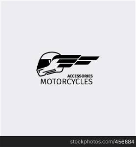 Motorcycles accessories mono color logotype or motorbike label. Vector illustration. Motorcycles accessories black logotype