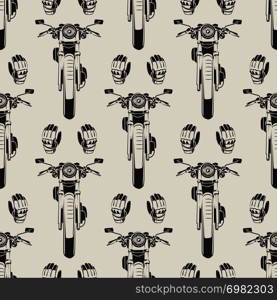 Motorcycles and moto gloves seamless pattern background bike. Vector illustration. Motorcycles and moto seamless pattern