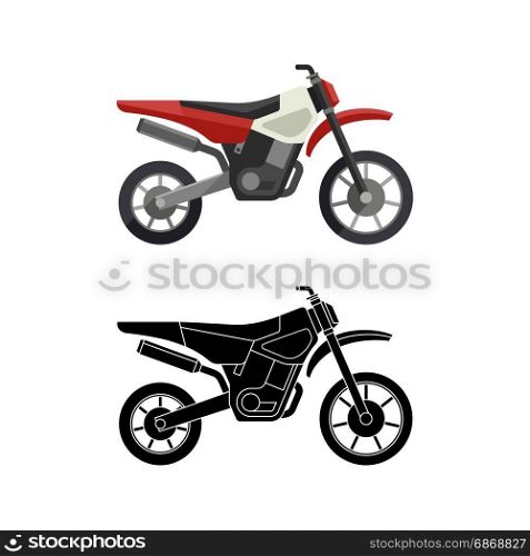 Motorcycles flat icons.. Motorcycles flat icon and line illustration with black background. Vector simple illustration.