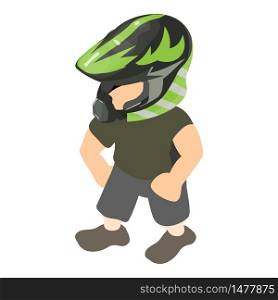 Motorcyclist icon. Isometric illustration of motorcyclist vector icon for web. Motorcyclist icon, isometric style