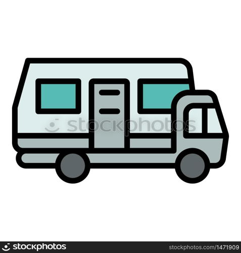 Motorhome bus icon. Outline motorhome bus vector icon for web design isolated on white background. Motorhome bus icon, outline style