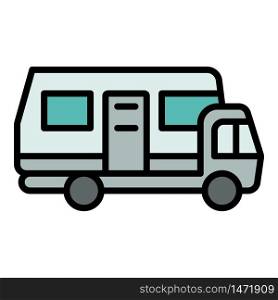 Motorhome bus icon. Outline motorhome bus vector icon for web design isolated on white background. Motorhome bus icon, outline style