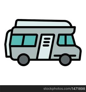 Motorhome icon. Outline motorhome vector icon for web design isolated on white background. Motorhome icon, outline style