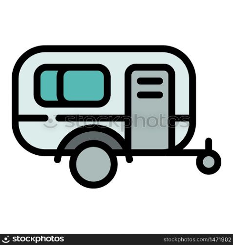 Motorhome trailer icon. Outline motorhome trailer vector icon for web design isolated on white background. Motorhome trailer icon, outline style