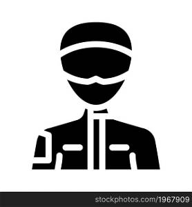 motorsport athlete glyph icon vector. motorsport athlete sign. isolated contour symbol black illustration. motorsport athlete glyph icon vector illustration
