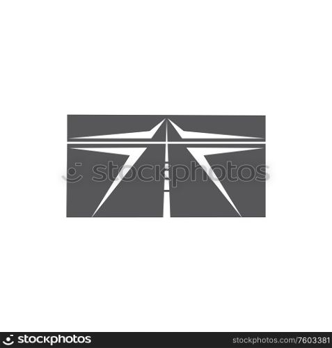 Motorway isolated road sign. Vector expressway or highway symbol, autostrada speedway or autobahn. Autostrada expressway sign isolated motorway