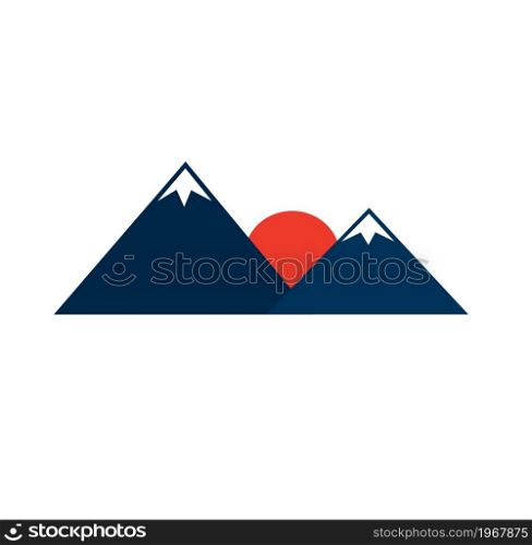 Mount Fuji and sunrise Vector Flat Icon