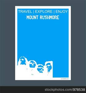Mount Rushmore South Dakota, United States monument landmark brochure Flat style and typography vector
