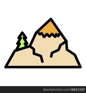 Mountain alaska icon outline vector. Glacier arctic. Ice usa color flat. Mountain alaska icon vector flat
