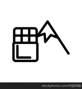 Mountain and chocolate icon vector. A thin line sign. Isolated contour symbol illustration. Mountain and chocolate icon vector. Isolated contour symbol illustration