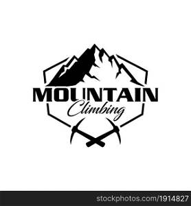 Mountain and climbing axe badge, Logo design related to outdoor activity