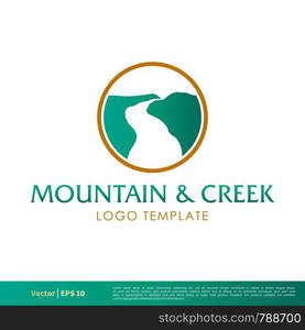 Mountain and Creek Vector Icon Logo Template Illustration Design. Vector EPS 10.