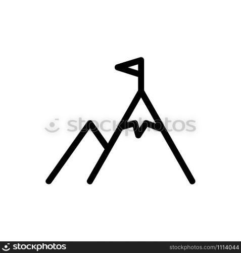 mountain and flag icon vector. A thin line sign. Isolated contour symbol illustration. mountain and flag icon vector. Isolated contour symbol illustration