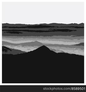 Mountain and landscape vector black on white background. . Mountain and landscape 