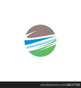 mountain and river landscape logo vector design
