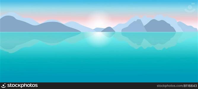Mountain and sea vector landscape background design