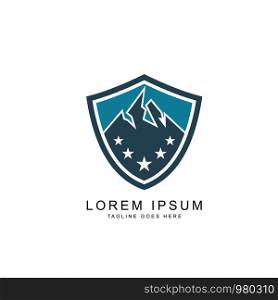 mountain and shield logo template
