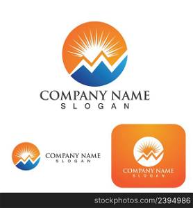 Mountain and sun icon Logo Template Vector