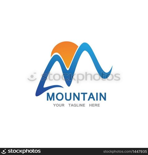 Mountain and sun Logo Business Template Vector