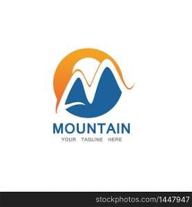 Mountain and sun Logo Business Template Vector