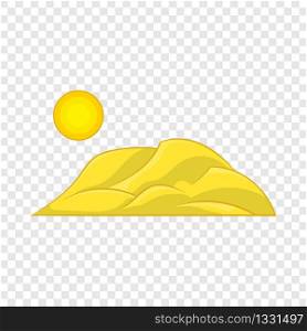 Mountain and the sun icon in cartoon style isolated on background for any web design . Mountain and the sun icon, cartoon style