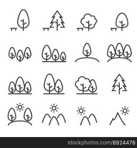 Mountain and tree icon eps10 vector image