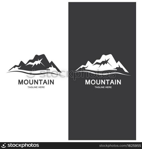 Mountain and wave logo landscape icons template