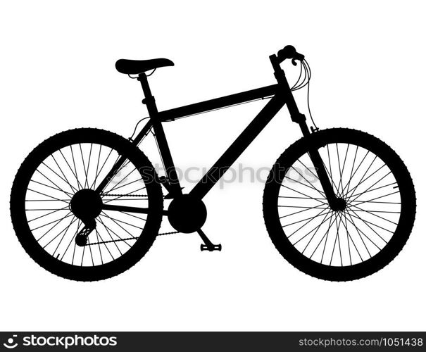 mountain bike with gear shifting black silhouette vector illustration isolated on white background