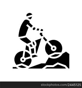 mountain biking glyph icon vector. mountain biking sign. isolated contour symbol black illustration. mountain biking glyph icon vector illustration