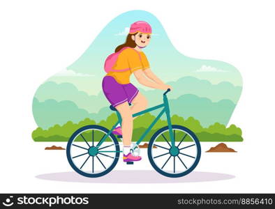 Mountain Biking Illustration with Cycling Down the Mountains for Sports, Leisure and Healthy Lifestyle in Flat Cartoon Hand Drawn Templates