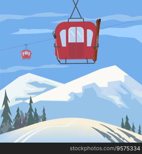 Mountain cabel car vector image