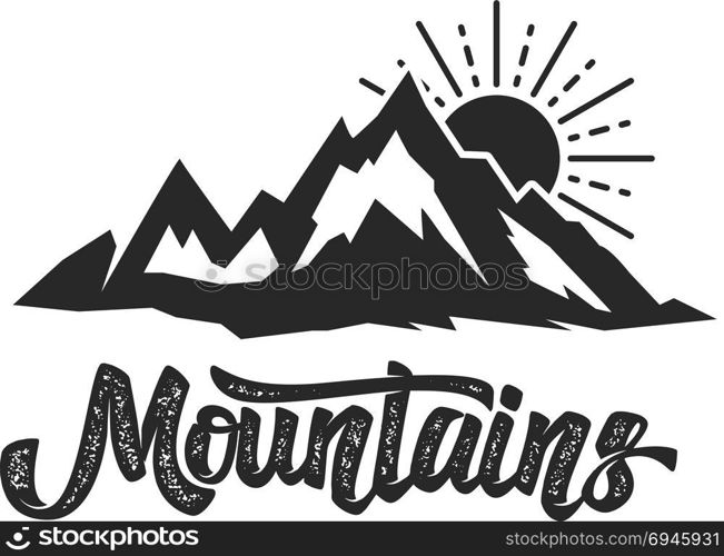 Mountain camp emblem template. Design element for logo, label, emblem, sign. Vector illustration