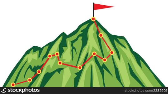 Mountain climbing route (mountaineering vector illustration)