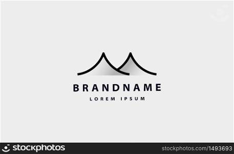 mountain desert monoline logo vector design