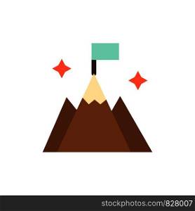 Mountain, Flag, User, Interface Flat Color Icon. Vector icon banner Template