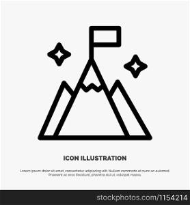 Mountain, Flag, User, Interface Line Icon Vector