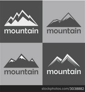 Mountain flat icons on gray background. Mountain flat icons on gray background. Silhouette rock for sport logo. Vector illustration