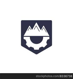 Mountain Gear vector logo design. Nature and mechanic symbol or icon. 