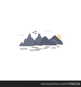 Mountain, hill, landscape, nature, cliff Flat Color Icon Vector
