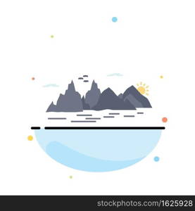 Mountain, hill, landscape, nature, cliff Flat Color Icon Vector