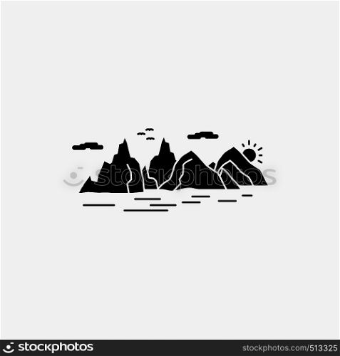 Mountain, hill, landscape, nature, cliff Glyph Icon. Vector isolated illustration. Vector EPS10 Abstract Template background