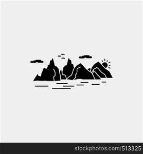 Mountain, hill, landscape, nature, cliff Glyph Icon. Vector isolated illustration. Vector EPS10 Abstract Template background