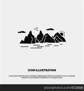 Mountain, hill, landscape, nature, cliff Icon. glyph vector gray symbol for UI and UX, website or mobile application. Vector EPS10 Abstract Template background