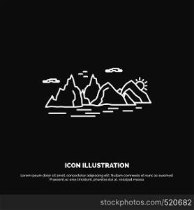 Mountain, hill, landscape, nature, cliff Icon. Line vector symbol for UI and UX, website or mobile application. Vector EPS10 Abstract Template background
